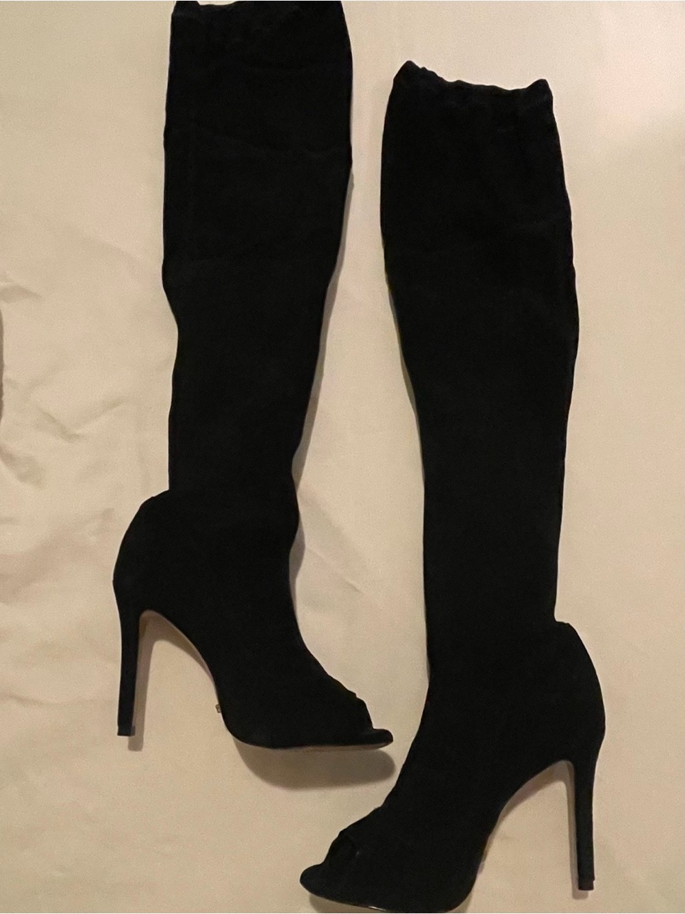 Women’s Schutz Black Over-the-Knee Peep-Toe Stiletto Boots